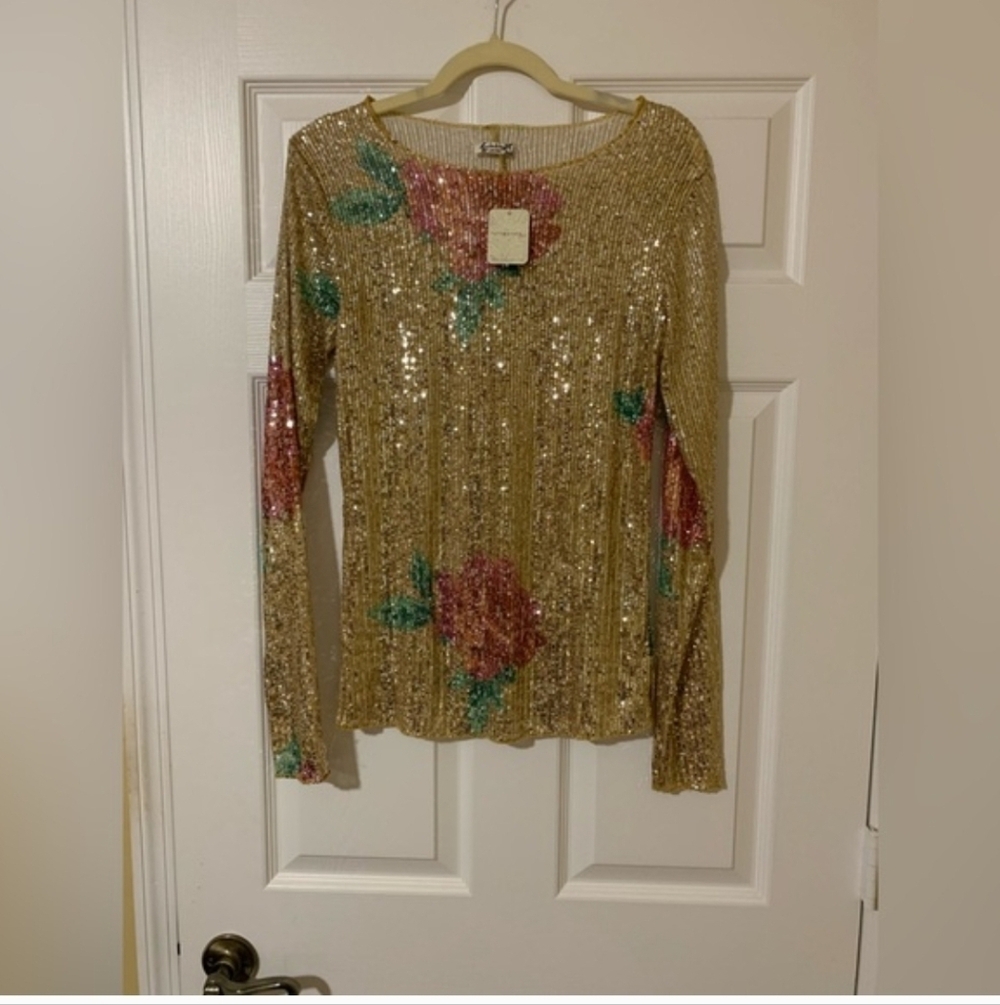 NWT Free People Intimately Free People Gold Rush Sequin Top Size Medium - Picture 8 of 11